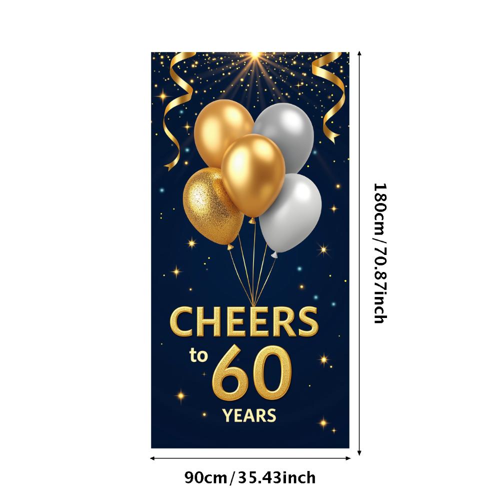 60th Anniversary Banner Cheers To 60 Years Backdrop Glitter Party Decoration Birthday Wedding Event Photography Background Props