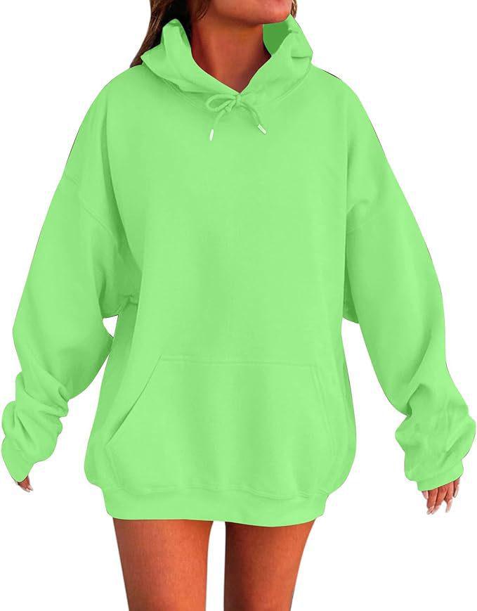 Damen Oversized Kapuzenpullover mit tief angesetzten Schultern - Herbst Dickstrick