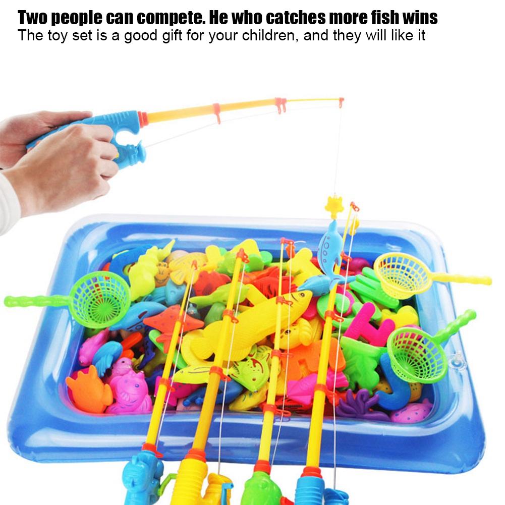 39pcs Set Magnetic Fishing Toy Fish Rod Net Set Playing Game Educational Toys Baby Kids Gift