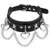 Exaggerated Punk Pu Leather  Love Pentagram Chain Sexy Collarbone Valentine'S Day Halloween Gift