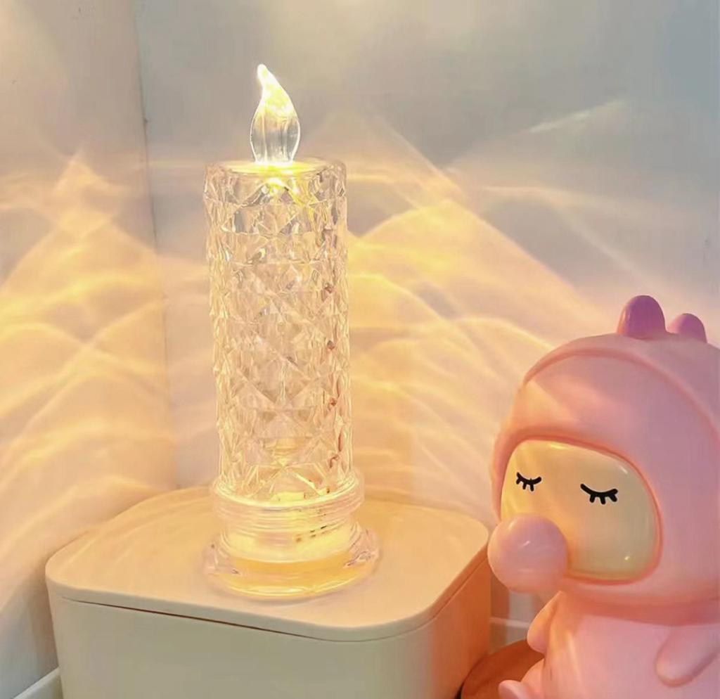 LED Crystal Desk Light Rose Light Projector Bedside Atmosphere Light 3/16 Color Touch Adjustable Night Light Diamond Small Night Light Romantic Gift