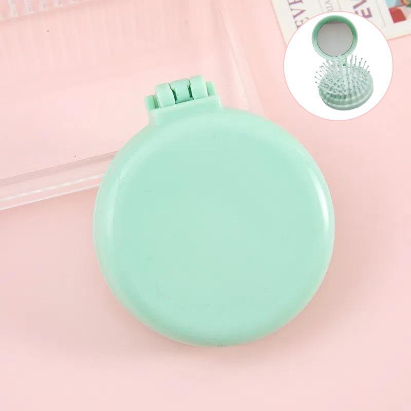 Portable Folding Air Cushion Comb and Mirror - Stylish Student Massage Brush for Girls