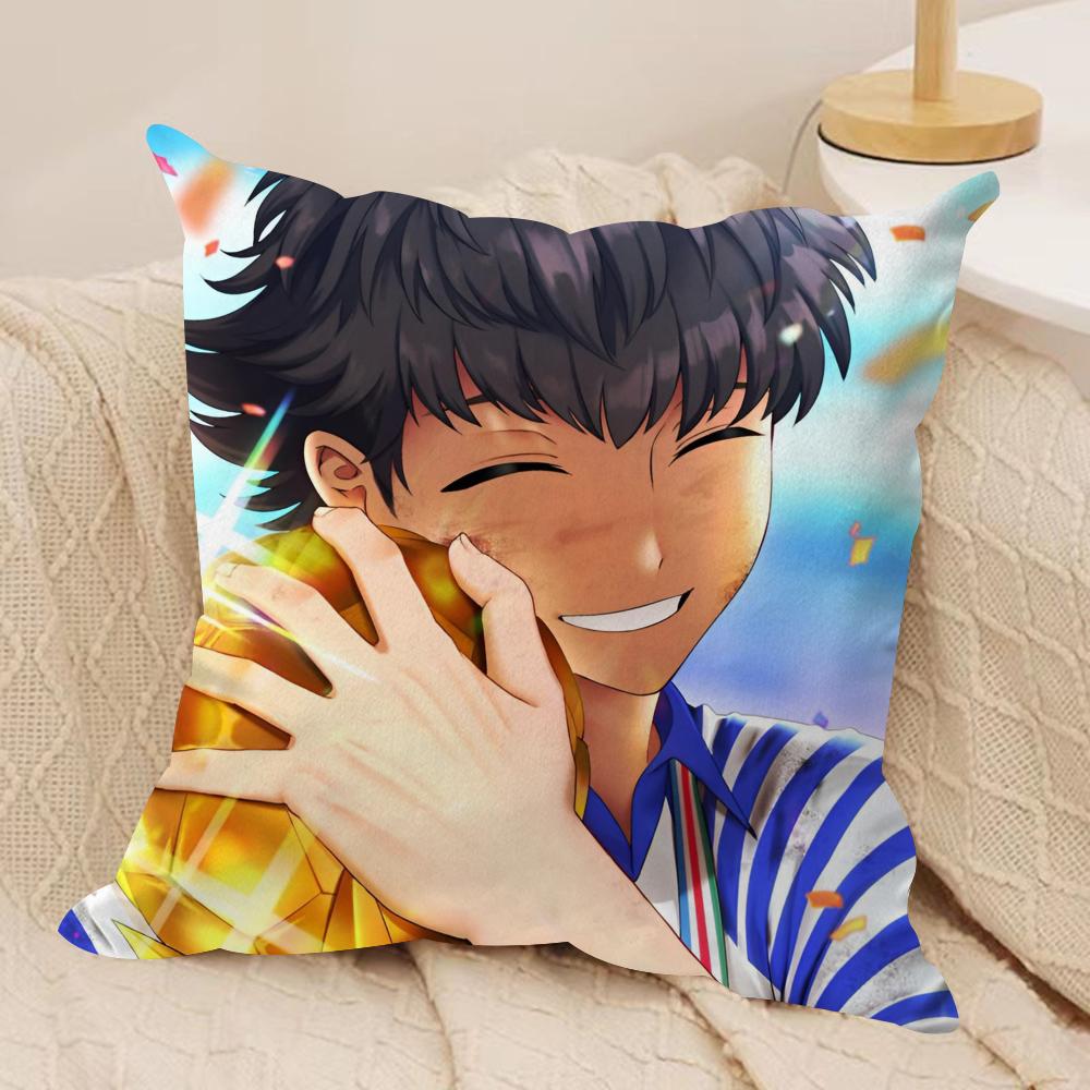 Anime CCaptain Tsubasa Cushion Cover Soft Plush Fabric DoubleSided Printed Sofa Cushion Cover for All Seasons Home Decor Gift