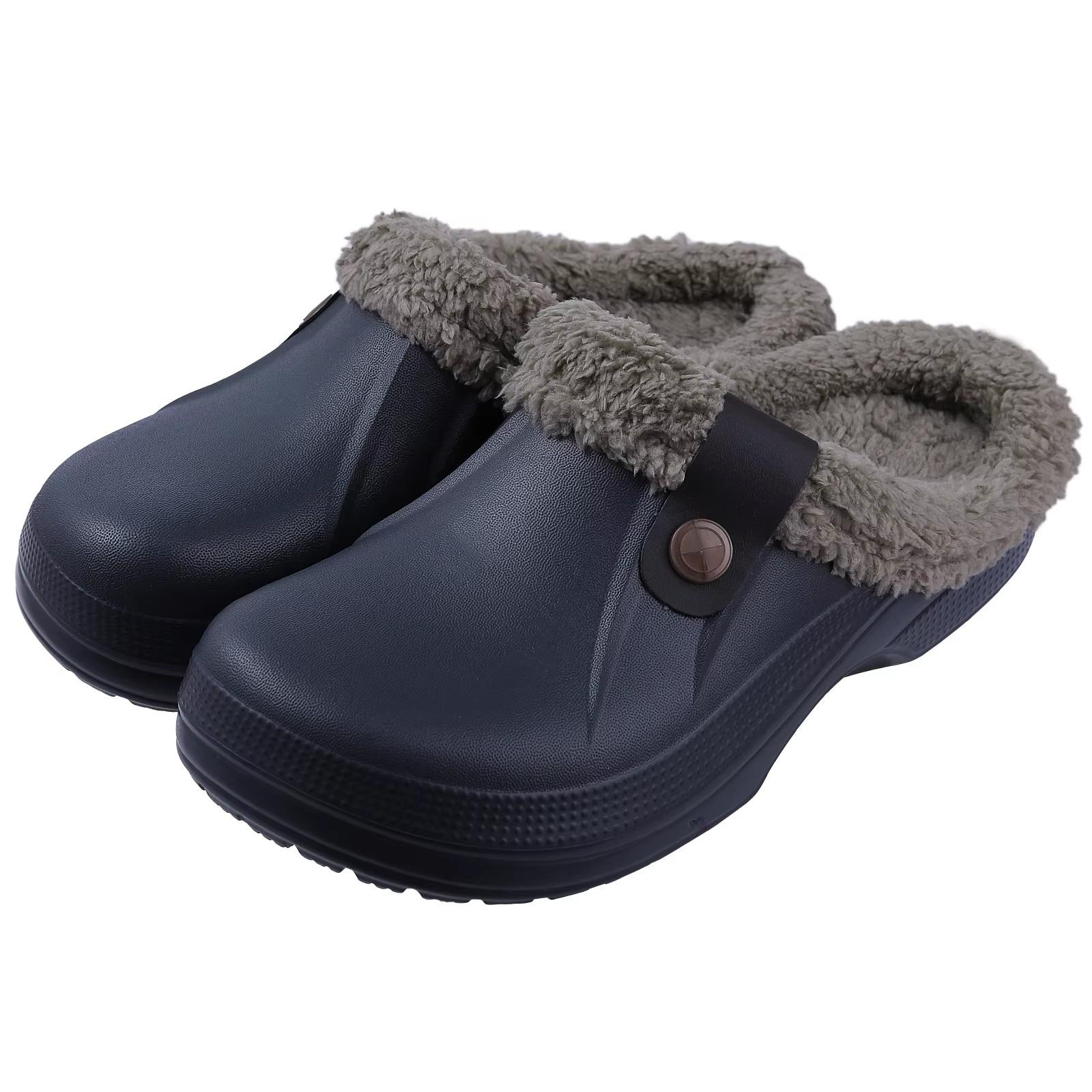 

Fashion Crestar Women and Men Fur Lined Clogs Memory Foam Warm Fuzzy Slippers New Winter Waterproof Indoor Outdoor Comfortable Slippers 42-43