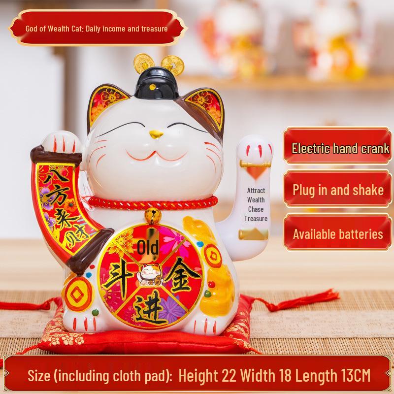 Large Waving Hand Lucky Cat Ornament - Cashier Desk Home Decor Gift