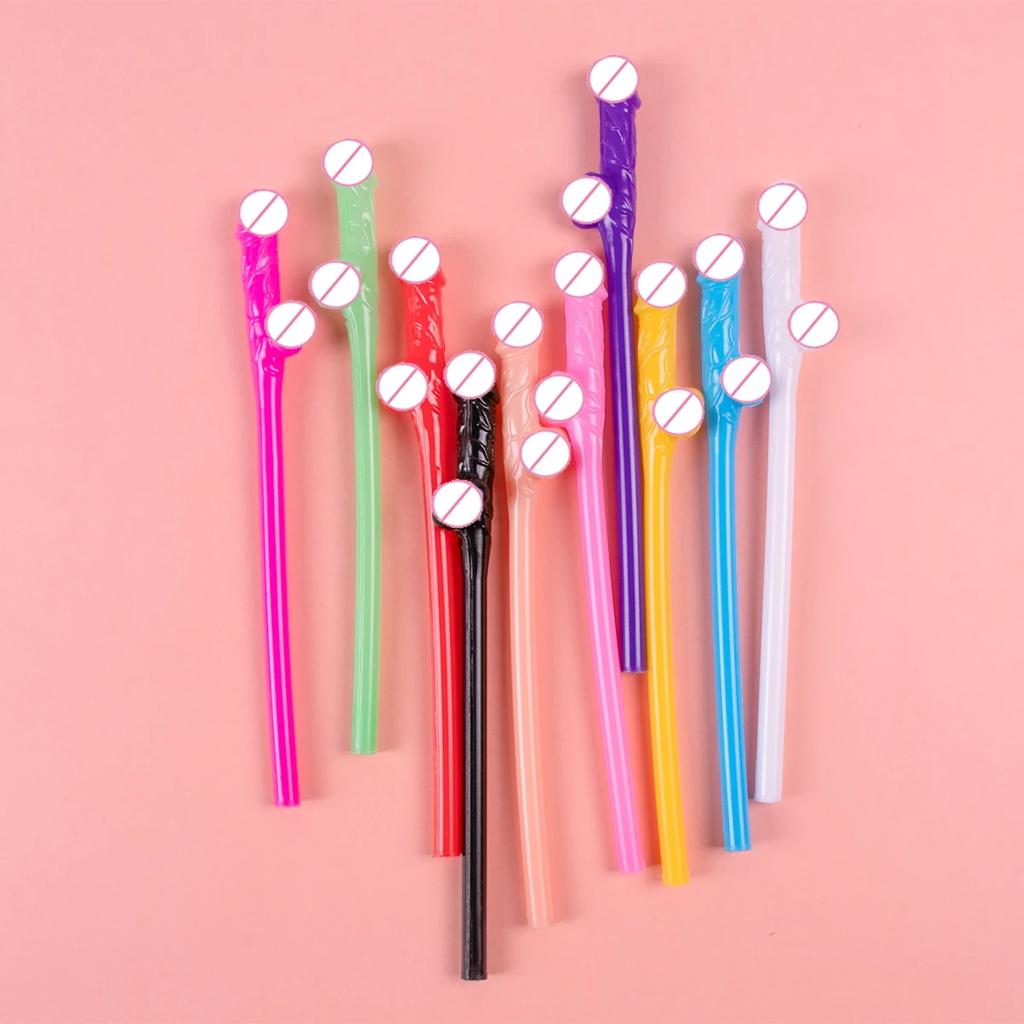 10/20pcs Plastic Novelty Bachelorette Party Colorful Penis Straws Bridal Shower Hen Night Bar Decor Wedding Team Bride Drinking
