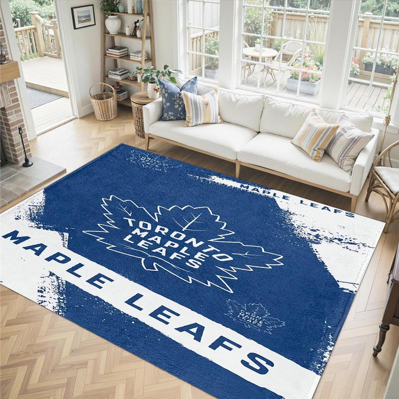 Toronto Maple Leafs Design Crystal Velvet Carpet Cozy Non?Slip Printed Rug For Bedroom Living Room Entrance