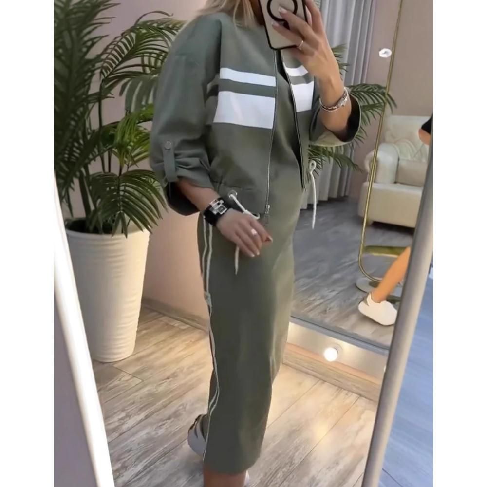 Abito Felpa da Donna a Blocchi di Colore con Strisce Bianche che Copre i Fianchi Set da 2 Pezzi Giacca con Zip Casual da Donna Completo Abito