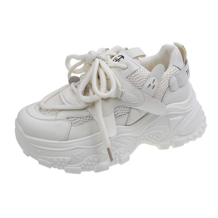 Platform Dad Shoes Women's Shoes Summer Thin 2025 New Heightening White Versatile Casual Breathable Casual Sports Shoes