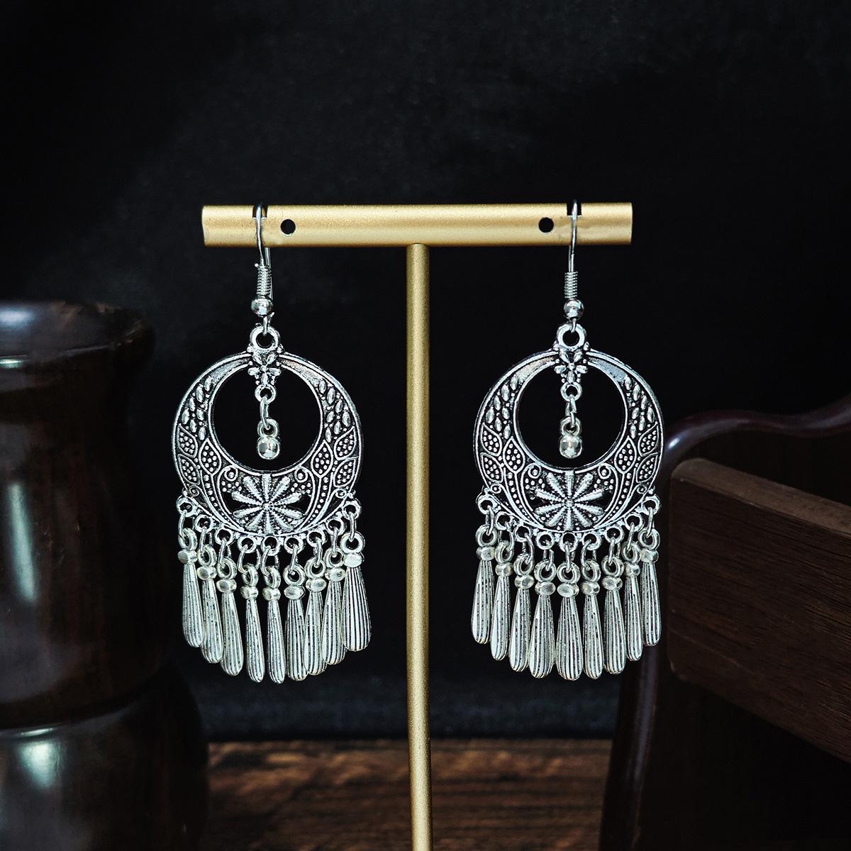 Богемные этнические геометрические серьги-капли с длинной бахромой, для ретро-туристических достопримечательностей
