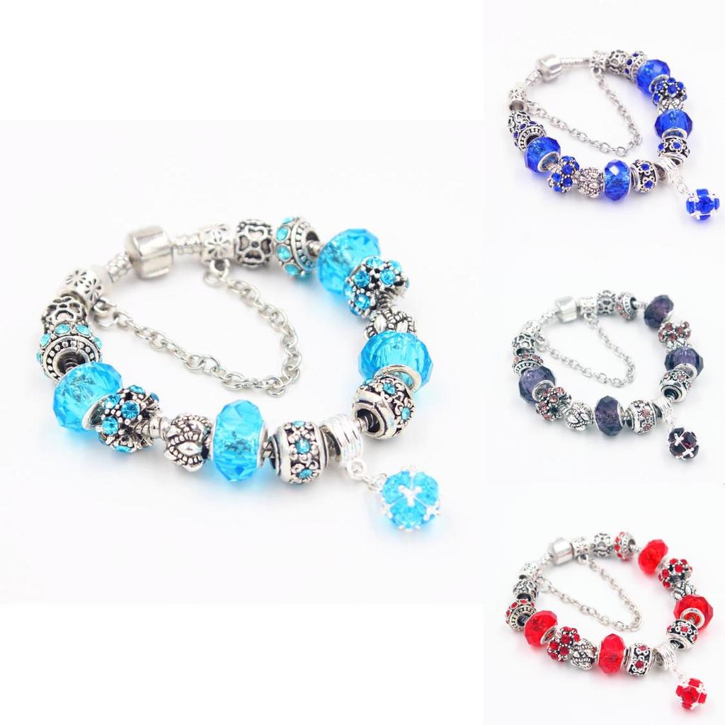 Fashion European Style Charm Bracelet Jewelry With Crystal Glass Beads Balls Lucky