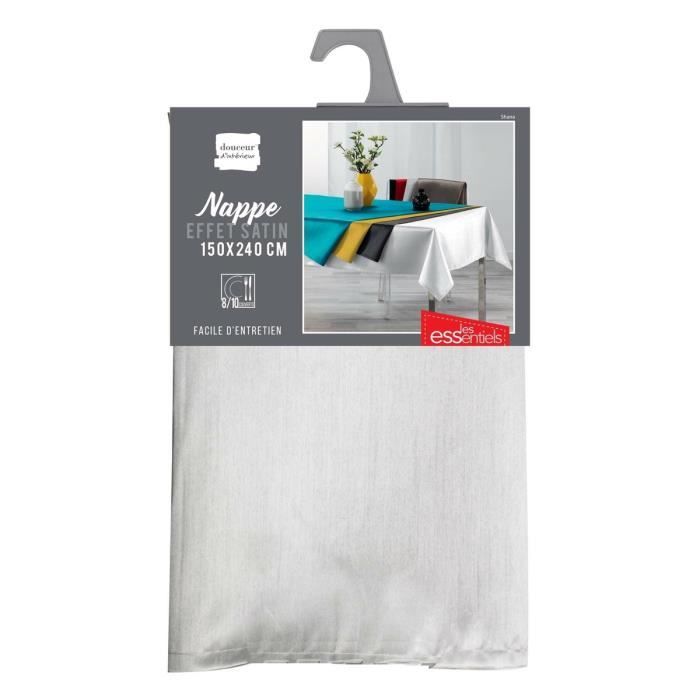 Nappe - Shana - 140x240cm - Effet satin - Gris perle - Polyester