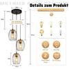 Suspension - NETTLIFE - Vintage 3 lumières - Noir - Métal et bois - Douille E27