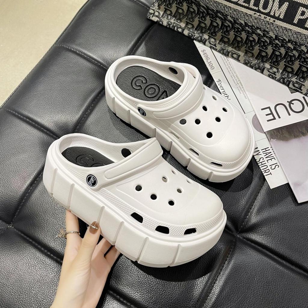 Hole Shoes Chunky Slippers Summer Beach Shoes Outdoor Green Platform Sandals