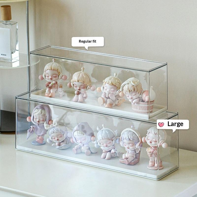 Acrylic Doll Collectible Display Case Transparent Toy Storage Box Stackable Dustproof Rack