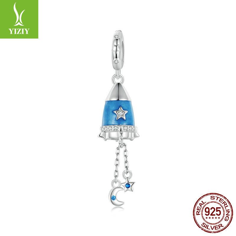 

Подвеска-ракета «Синяя звезда луны» своими руками, загадочная вселенная, браслет из серебра S925 с бусинами