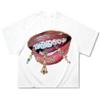 Labbra Chic Denti Dorati Vintage T-shirt Rock Goth Casual Estiva Manica Corta High Street Oversize T-shirt Harajuku Stampa Grafica