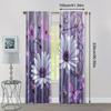 2pcs Romantic Purple Daisy Print Curtains Butterfly and Flower Pattern Polyester Window Drapes for Living Room Bedroom Decor