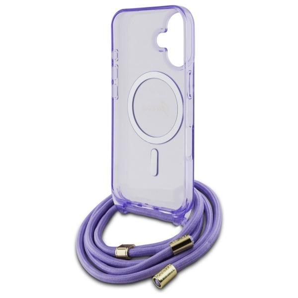 Guess Guhmp16Shctsgnsu Iphone 16 6.1    Fioletowy/Purple Hardcase Crossbody Cord Script Magsafe