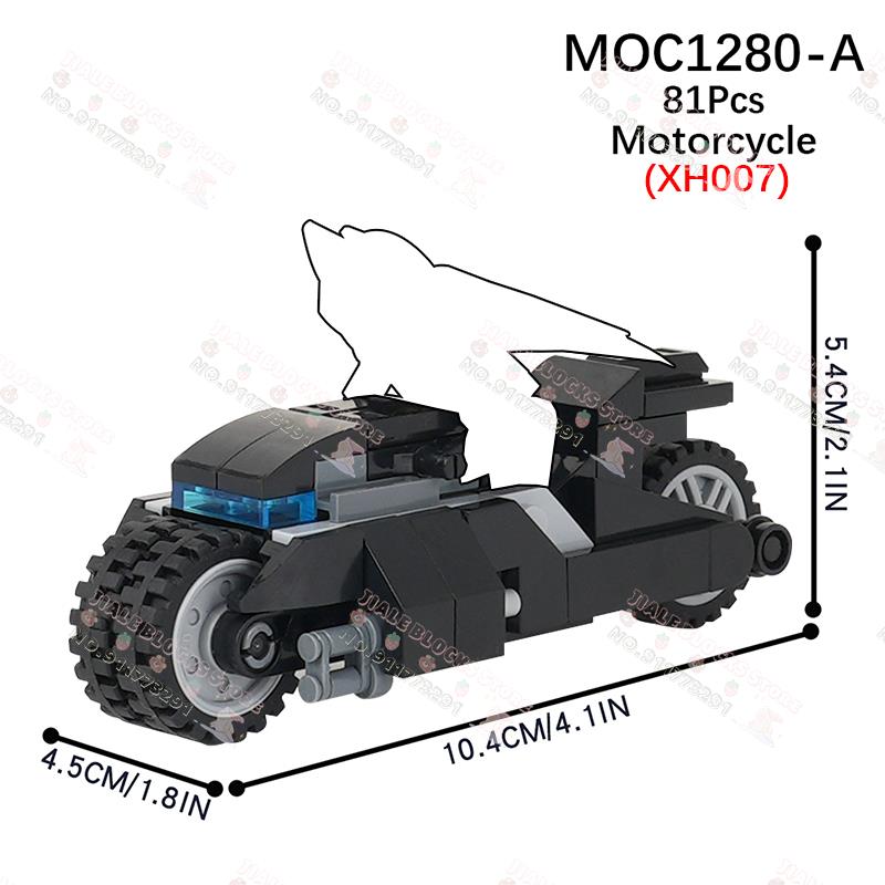 Kreatywne Klocki MOC Motocykl Postać z Filmu Anime Motocykl Wojskowy Model z Przyczepką DIY Klocki do Składania Zabawki Dla Dzieci