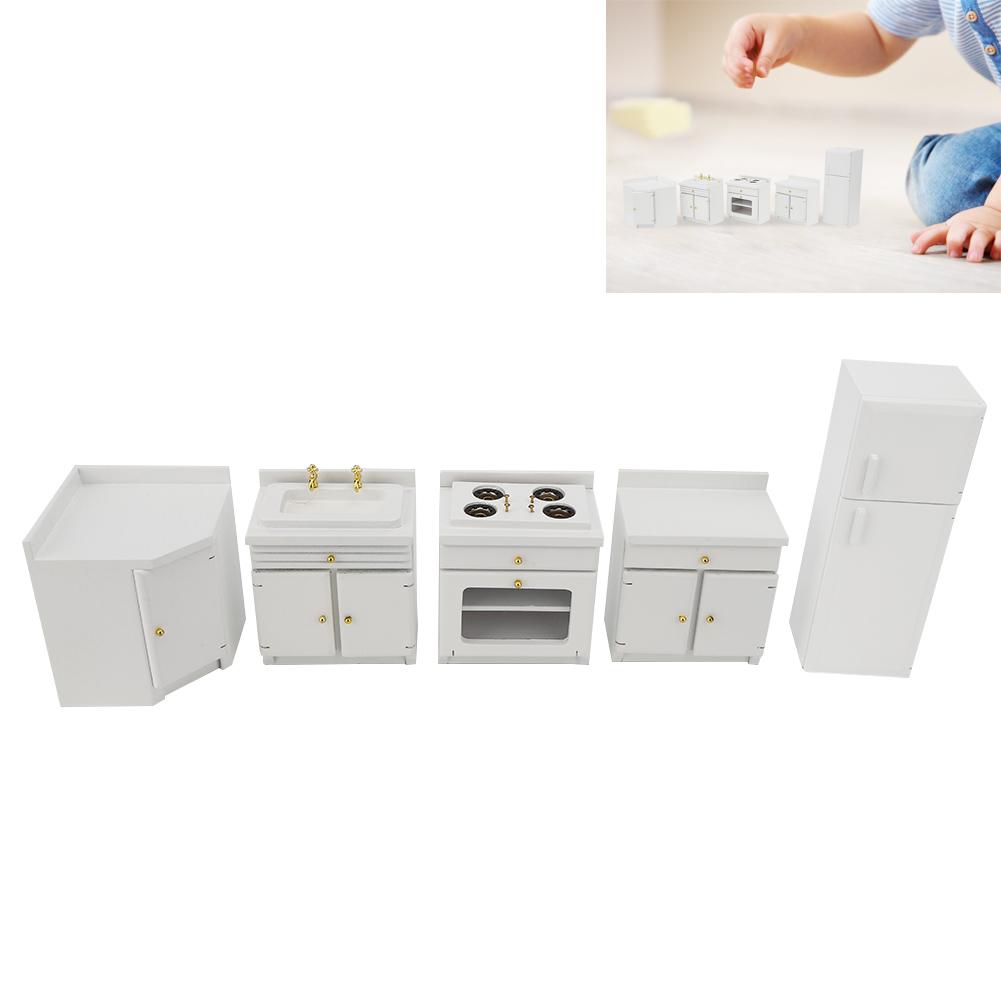 1 : 12 Mini Holz Puppenhaus Integrale Küchenmöbel Miniatur Handwerk Haus Spielzeug WeißMini