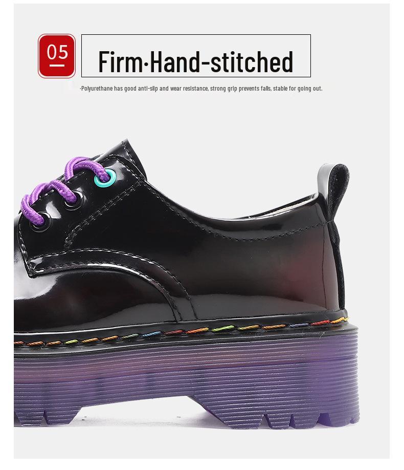 Women's Retro Thick-Soled Leather Loafers - Height-Increasing, Non-Slip, Low-Top, Casual Martin Boots