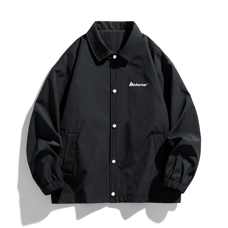 

Lapel Jacket Men s Spring and Autumn Trend Loose Coach Couple All-match Casual Jacket Windproof S