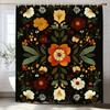 Bohemian Style Flowers And Plants Shower Curtain, Bathroom Decorative Shower Curtain, Waterproof Shower Curtain With Hooks