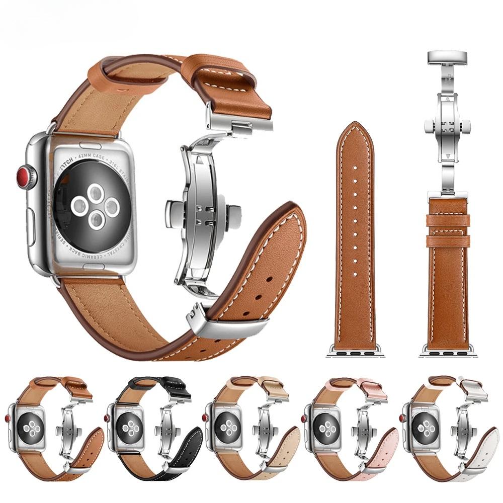 Leather wristwatch strap for Apple Watch 49mm 46mm 45mm 44mm 42mm 41mm 40mm 38mm 45mm for iWatch Series 11 10 9 8 7 6 5 4 Ultra3