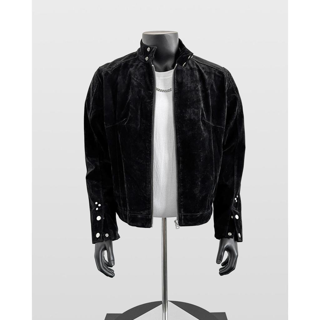 Vintage Retro Suede Stand Collar Buckle Men's Loose Jacket