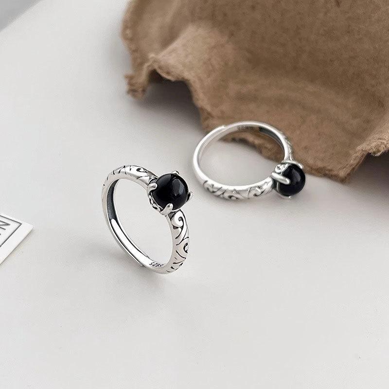 925 Silver Round Crystal Irregular Adjustable Rings For Women Vintage Jewelry Jewellery Moneys 925