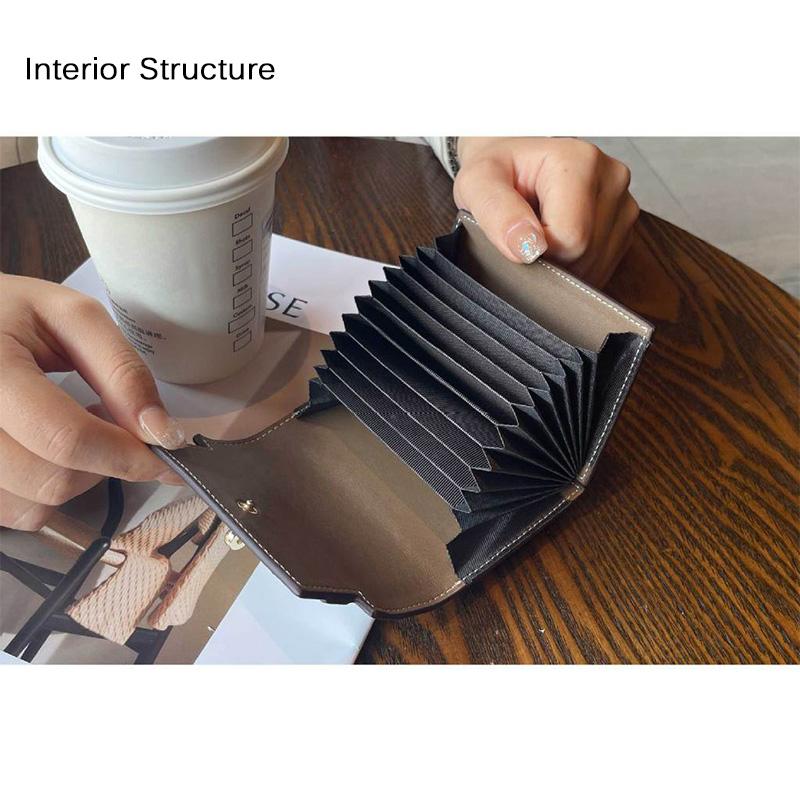 Nové pouzdro na karty z pravé kůže s texturou pro obchodní ID Kreditní karty Hovězí kůže Pouzdro na řidičský průkaz Otočte zámek Card Bag Taška na mince Peněženka