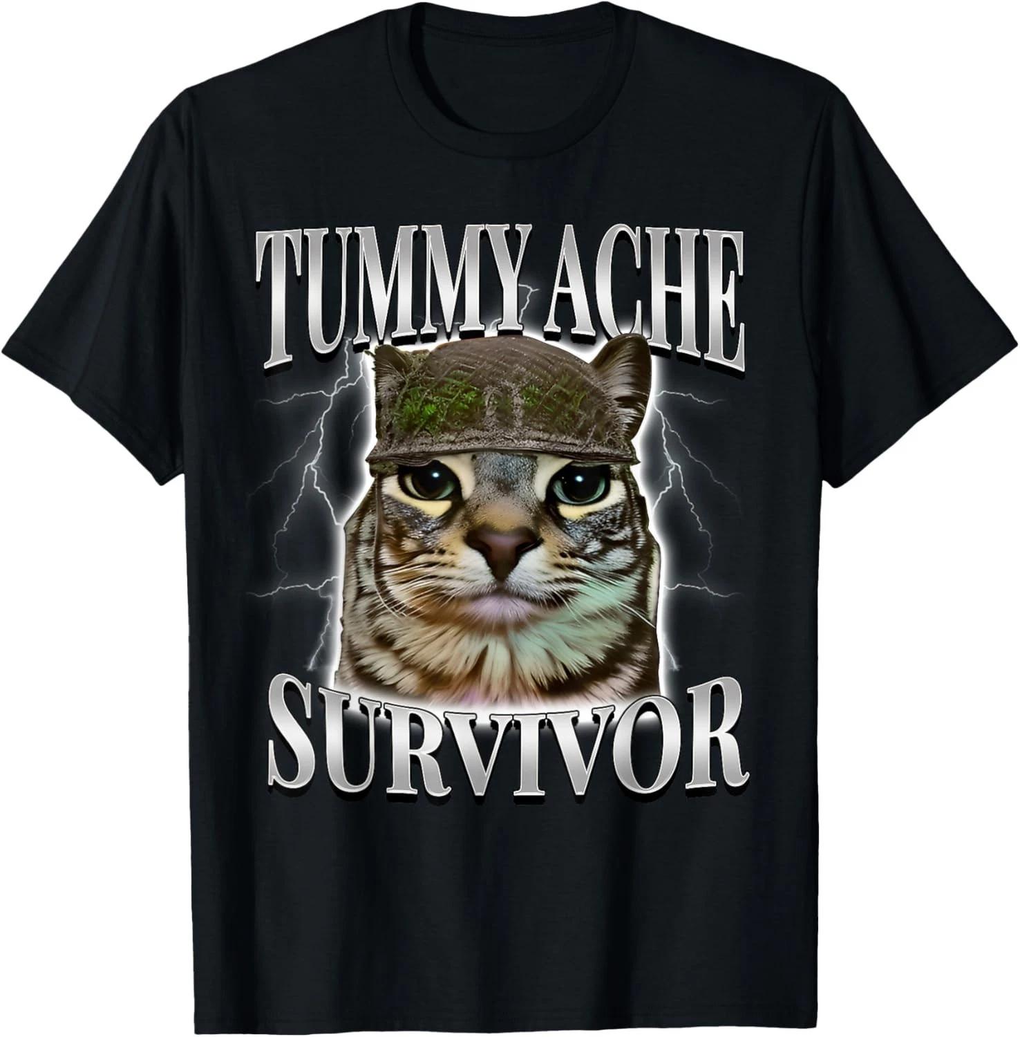 Tummy Ache Survivor Shirt Funny Meme Shirt Funny Cat Humor unisex T-Shirt 3XL