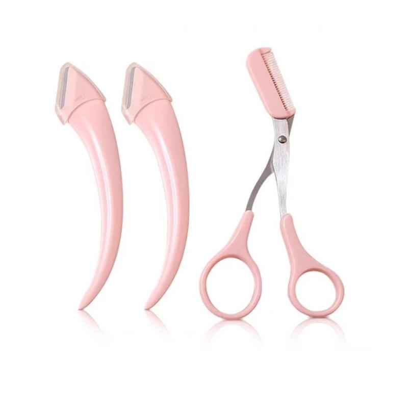 3pcs Eyebrow Trimming Set Curved Eyebrow Scissors With Grooming Tools Creating Perfect Eyebrows