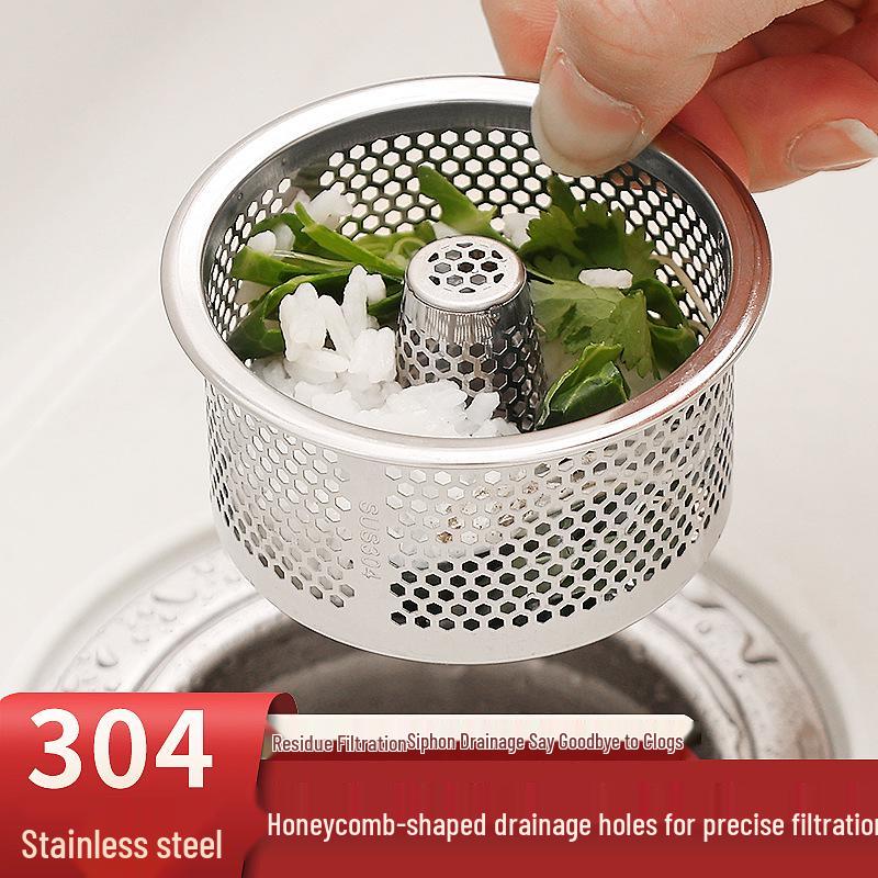 Stainless Steel Kitchen Sink Drain Filter - Anti-Clogging Siphon Screen for Wash Basins and Debris Pools