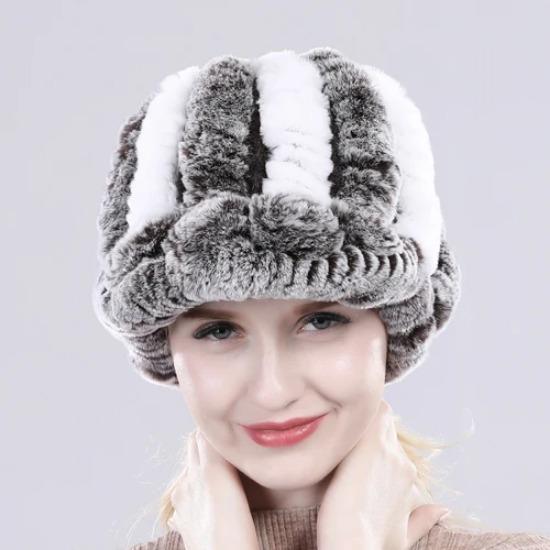 

Женская шапка из натурального кроличьего меха рекс Зимняя вязаная шапка из натурального кроличьего меха рекс Россия Женские теплые шапки-бини из натурального меха