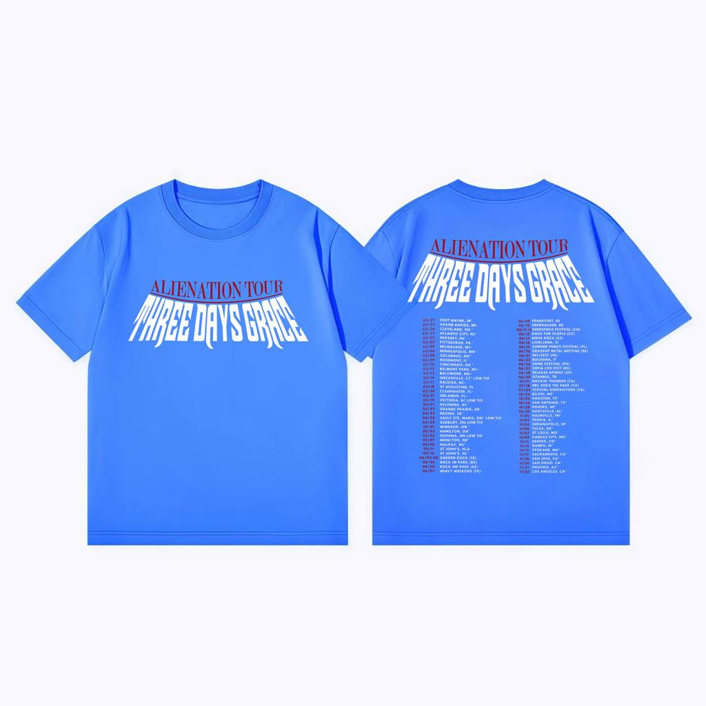 Three Days Grace Alienation Tour 2026 Magliette Merch Grafiche Uomo Donna Moda Retro T-shirt Estiva Casual Ampia Maglietta di Cotone