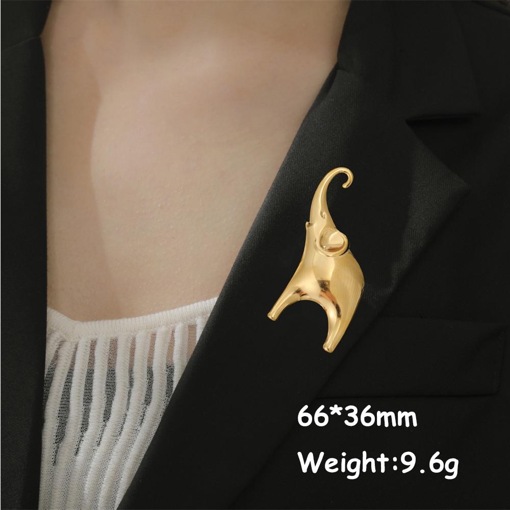 My Shape Elephant Brooch Stainless Steel Animal Brooch Nameplate Brooch Pins for Women Men's Suit Jewelry Elephant Lovers Gifts