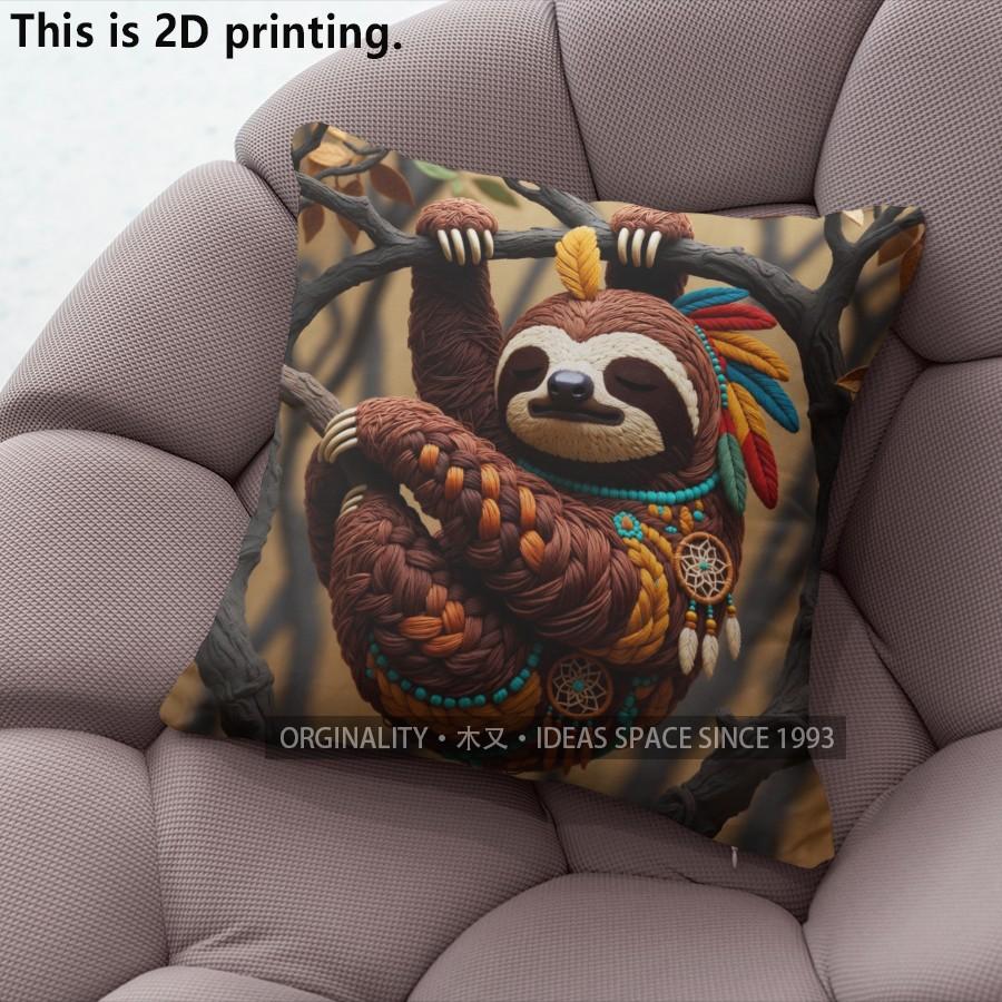 Boho Tribal Sloth Throw Pillow Covers Pattern Cushion Cover Suitable for Sofa Bedroom Car Pillow Cover
