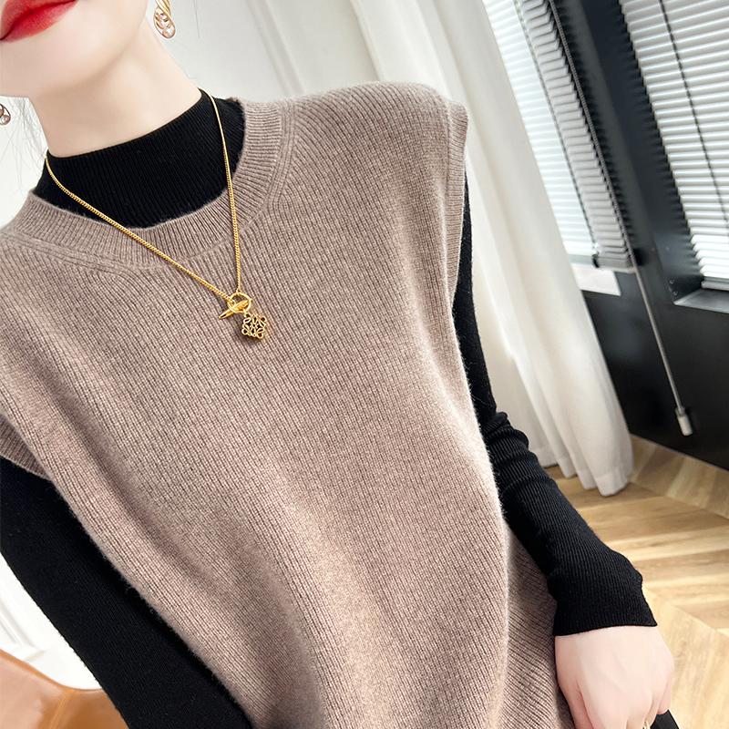 Women's Cashmere Vest Qinghe Cashmere 30% Cashmere 70% Wool Autumn and Winter Cashmere Vest Soft and Warm
