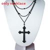 Gothic Black Cross Necklace For Men And Women With Alloy Pendant And Multilayer Design