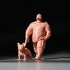 1/64 Scale Resin Model Depicting A Man Strolling With His Pet Dog Miniature Figure For Craft Projects And Toy Displays