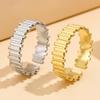 European-American Boyfriend Style Asymmetrical Geometric Couple's Rings - Retro Open Stainless Steel High-End Accessories