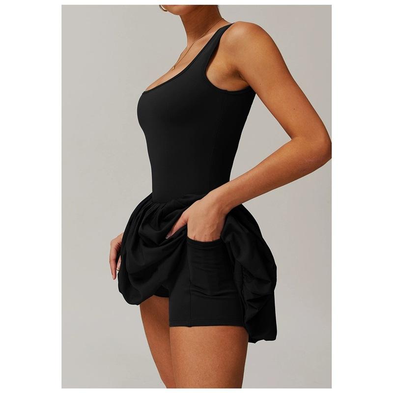 Damska sukienka sportowa zapobiegająca ekspozycji sukienka do biegania outdoorowa siłownia spódniczka tenisowa z kieszeniami sukienka baseballowa