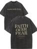 T-shirt Vintage Lavata da Uomo, Fede Sopra la Paura Salmi 118:T-shirt a maniche corte con grafica testuale a doppia faccia, Top casual Fede Cristiana
