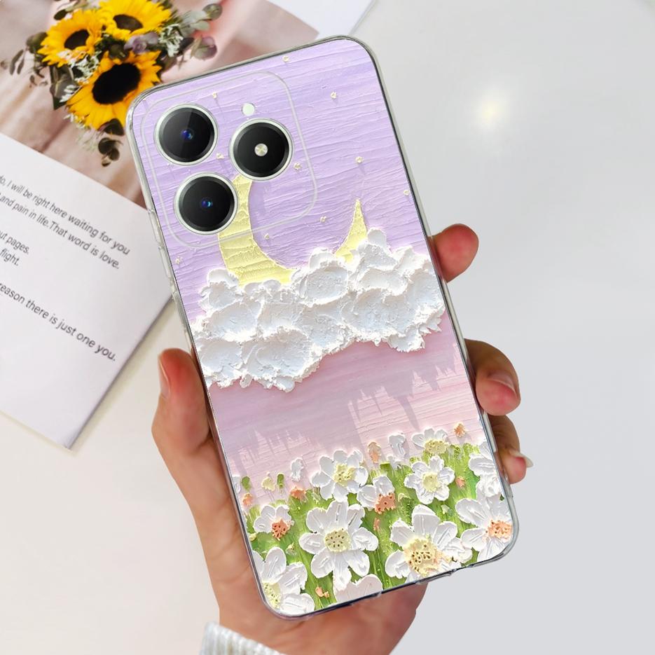 Für Realme C61 Hülle Realme C63 Niedliche Katzen-Cartoon-Bemalte Abdeckung Weiche Silikon-Handyhülle Für Realme C61 RealmeC61 RealmeC63 Fundas