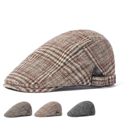 Winter Dicke Kappe Retro Plaid Baskenmütze Männer Vorwärts Kappe Newsboy Caps für Männer Maler Hüte