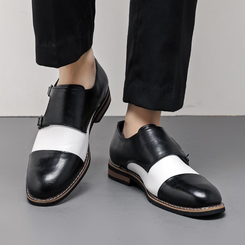 Spring New Large Size 48 Retro British Leather Shoes Personalized Buckle Dress Men's Business Casual Shoes Monk Shoes