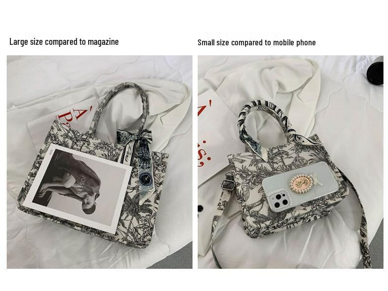 2023 Women's Large Capacity Embroidery Tote Bag – Cotton Linen Canvas Shoulder Handbag