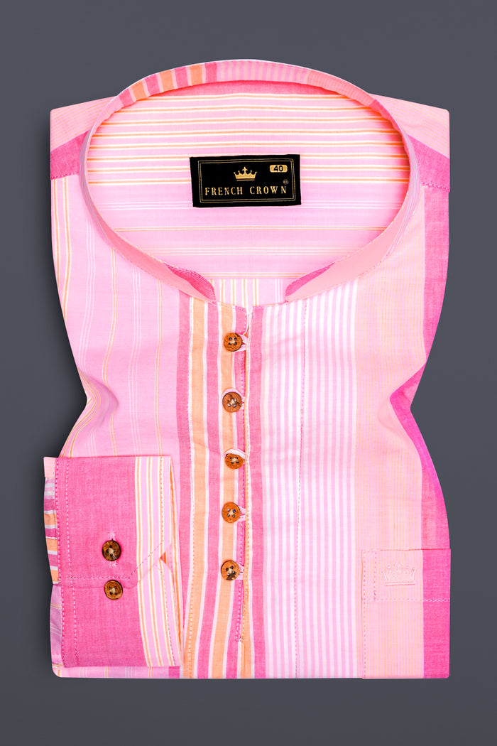 Премиальная хлопковая рубашка-курта Carissma и Classic Pink Striped 46